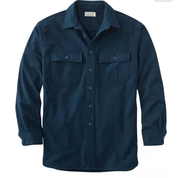 L.L. Bean Other - L.L. Bean Chamois Cloth Shirt SZ M Navy Blue Traditional Fit Flannel 100% Cotton